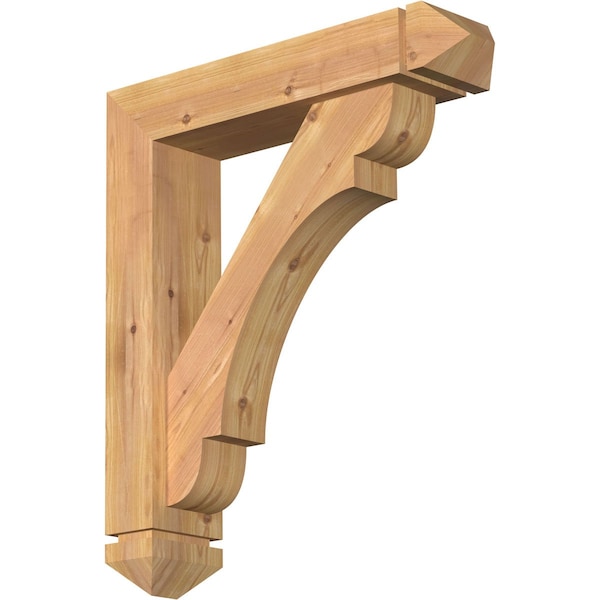 Ekena Millwork Olympic Arts and Crafts Smooth Bracket w/ Offset Brace, Western Red Cedar, 5 1/2"W x 24"D x 28"H BKT0604X24X28OLY03SWR - main